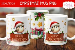 Merry Christmas mug wrap PNG, bird lover mug template png Product Image 1