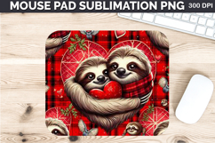 Watercolor Sloth Mouse Pad Sublimation - Valentines PNG Product Image 1