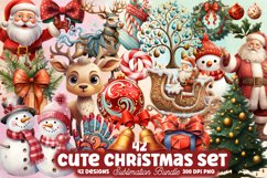 Christmas Watercolor Clipart Bundle, Christmas Mega Bundle Product Image 17