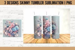 20 oz Tumbler Wrap 3D Flowers Sublimation Design PNG Product Image 3