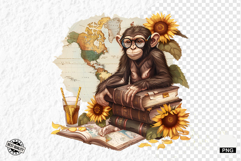 Animals Love Books and Sunflowers Png Product Image 1