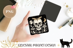 Celestial Moon Magnet Design, Gothic Skull Magnet Template Product Image 1