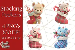 Christmas Stockings & Sleighs Clipart PNG Cute Holiday Product Image 1