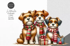 Christmas clipart, Dogs clipart, Winter sublimation Product Image 1