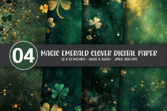 Magic Emerald Clover Digital Paper Product Image 1