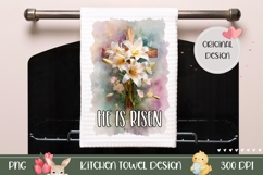 Cute Floral Cross Towel PNG, Easter Cross Towel Design Product Image 1