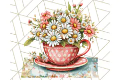Vintage Floral Teacup Clipart PNG, Blooming Teacups Clip Art Product Image 3
