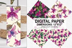 Fuchsia Flowers Pattern Digital Paper- Flowers Background Product Image 1