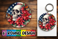 Cheerful Circle Coasters Design PNG, Skull USA Product Image 1