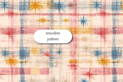 Retro Starburst Plaid Seamless Pattern in Vintage Colors Product Image 1