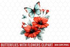 Butterflies With Flowers Clipart Product Image 1