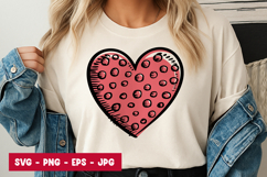 Pink Leopard Pattern Heart Hand Drawn SVG PNG Product Image 1