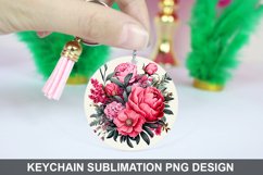 Flowers Keychain Sublimation- Sublimation PNG Design Product Image 1