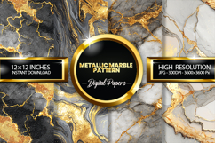 Metallic marble pattern Digital Papers - 04 variations Product Image 1