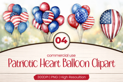 Patriotic Heart Balloon Clipart PNG Product Image 1