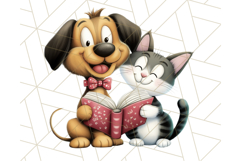 Dog and Cat Friends PNG, Cute Pet Clipart, Funny Animal Art Product Image 3