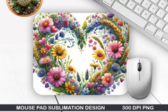 Flower Mouse Pad, Valentine Mouse Pad PNG Design Product Image 1