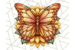 Stained Glass Butterfly and Sunflower PNG Clipart Product Image 3
