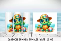 Summer cartoon Tumbler Wrap|PNG, 20 oz. Product Image 2