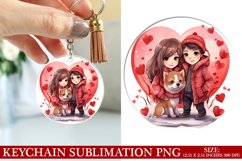 Dog Valentine&#039;s Day Keychain Sublimation PNG Design Product Image 1