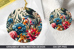 Flowers Stained Glass Ornament PNG, Digital Download File Product Image 1