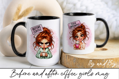Before and After Coffee Girl Mug Wrap Sublimation Product Image 1