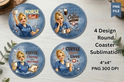 Nurse Fuel Coffee Coaster Sublimation PNG, Windows and Door Design Product Image 3