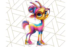 Funky Safari Animals PNG Clipart With Rainbow Hair, Cute Png Product Image 3