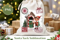 Christmas Elf Santa Sack, Christmas Village Sublimation Product Image 1