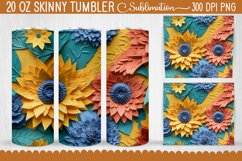 3d Sunflower Tumbler Wrap - Sunflower 3d Tumbler Sublimation Product Image 1