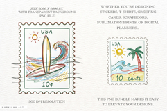 Hand-Drawn Summer Postage Stamps Clipart Product Image 2