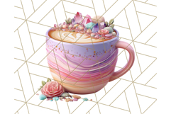 Pastel Coffee Mug Clipart PNG, Latte Iced Coffee Tea Cups Product Image 3