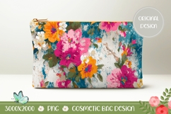 Vintage Cosmetic Bag PNG, Pink Peony Cosmetic Bag Template Product Image 1