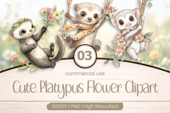 Cute Platypus Flower Clipart PNG Product Image 1