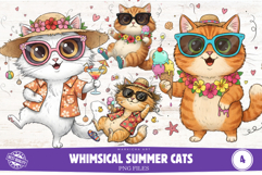 Whimsical Summer Cats Clipart Product Image 1