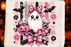 Preppy Pink Ghost Halloween PNG Product Image 1