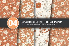 Terracotta Floral Digital Paper Product Image 1