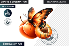 Vibrant Butterfly with Fruit PNG, Tropical Summer Clipart Product Image 1