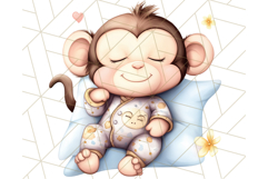 Sleeping Baby Animals PNG, Cozy Pajama Bedtime Clipart Png Product Image 3
