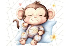Sleeping Baby Animals PNG, Cozy Pajama Bedtime Clipart Png Product Image 3