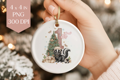 Baby Skunk 1st Christmas Sublimation PNG - Ornament Art Product Image 1