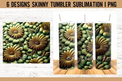 Tooled Leather Sunflower Green Tumbler Sublimation Design Product Image 5