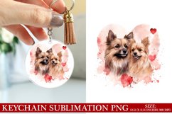 Dog Valentine&#039;s Day Keychain Sublimation PNG Design Product Image 1