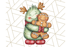 Christmas Monster Clipart, Funny Holiday Creature PNG Art Product Image 3