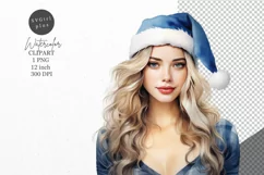 Christmas clipart, Girl clipart, Blue Christmas Product Image 1