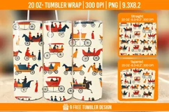 Horse Seemless Tumbler Wrap Designs, Sublimation Wrap Product Image 1