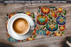 Pumpkin Coaster Sublimation, Halloween Coaster PNG Design Product Image 1