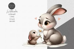 Mother's Day, Bunny clipart, Flowers clipart, Cute animal Product Image 1