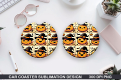 Cute Pumpkin Car Coaster Sublimation | Halloween Coaster PNG Product Image 1