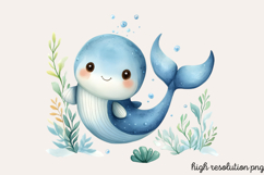Pastel Cute Mermaid Watercolor Clipart PNG Product Image 1